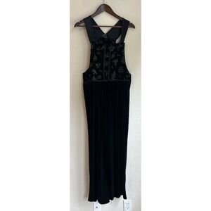 Vintage 90s Y2K‎ Romeo Black Velvet Wide Leg Overalls M Fairy Grunge Whimsigoth